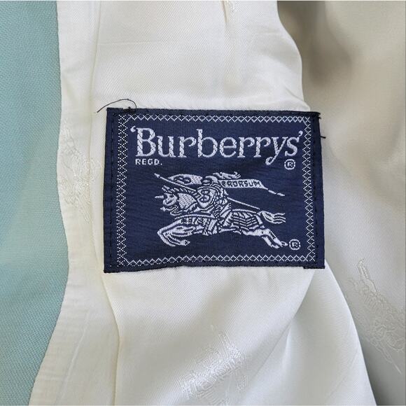 Burberry Vintage Mint Wool Double Breasted Blazer Jacket Small - Picture 12 of 16